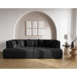 Onyx - canap� droit 4 places avec double m�ridienne - assise profonde - en velours c�tel� - noir