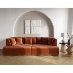 Lisa design - onyx - canap� droit 4 places avec double m�ridienne - assise profonde - en velours c�tel� ...