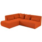 Lisa design - onyx - canap modulable d'angle gauche - 5 places - en tissu mailles 3d - orange