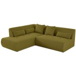 Lisa design - onyx - canapé modulable d'angle gauche - 5 places - en tissu mailles 3d - vert olive Lisa design - onyx - canapé modulable d'angle gauche - 5 places - en tissu mailles 3d - vert olive