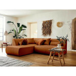 Lisa design - onyx - canap modulable d'angle gauche 5 places - en tissu - rouille