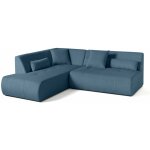 Onyx - canap� modulable d'angle gauche - 5 places - en velours c�tel� - bleu