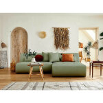 Lisa design - onyx - canap modulable d'angle rversible 4 places - en tissu - vert sauge