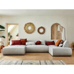 Lisa design - onyx - canapé panoramique d'angle droit 7 places - en tissu - gris clair Lisa design - onyx - canapé panoramique d'angle droit 7 places - en tissu - gris clair