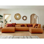 Lisa design - onyx - canap panoramique d'angle droit 7 places - en tissu - rouille