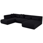 Lisa design - onyx - canap panoramique modulable d'angle gauche - 7 places - en tissu mailles 3d - noir ...