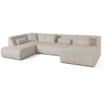 Lisa design - onyx - canap� panoramique modulable d'angle gauche 7 places - en velours c�tel� - beige ...