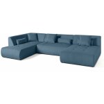 Lisa design - onyx - canap� panoramique modulable d'angle gauche 7 places - en velours c�tel� - bleu