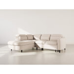 Opaline - canap� d'angle gauche 5 places convertible avec t�ti�res et coffre en tissu textur�