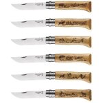 Opinel lot de 6 couteaux - tradition n8 gravure animalia