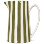 Pichet, carafe ou vase � rayures kaki et blanches
