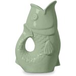 Pichet ou vase cramique poisson vert matcha