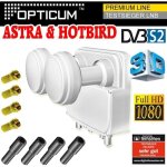 Lnb monoblock twin - opticum - monoblock twin 6� - 0, 1 db - full hd 3d - 4 sorties astra / hotbird