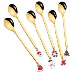 (or)cuill�res � caf� - no�l - acier inoxydable - 6 pi�ces - pendentifs d�coratifs - couleur or