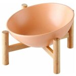 Orange grand porte - gamelle sur�lev�e gamelle inclin� pour chien et chat c�ramique avec bambou support ...