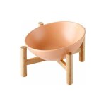 Orange porte - gamelle surleve gamelle inclin pour chien et chat cramique avec bambou support en ...