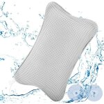 Oreiller de bain, avec 2 ventouses puissantes, pour un maintien ferme, oreiller de bain spa ergonomique, ...