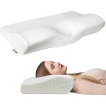 Oreiller cervical, 50 x 30 x 10 cm, visco�lastique, mousse � m�moire de forme, avec housse double en ...