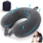 Oreiller de voyage en mousse � m�moire de forme pour soutien de la t�te, doux et r�glable pour l'avion, ...