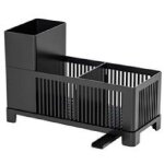 Coocheer ? organisateur �vier noir en plastique ? support �ponge et brosses ajustable ? grande capacit� ...