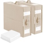 Organisateur linge de lit ? lin / beige ? grande capacit� ? draps / v�tements / oreillers ? avec cadre ...