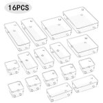 Organisateur maquillage lot de 16, plateaux de rangement plastique bote stockage, organiseurs de tiroir ...