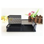 Organiseur de bureau en mtal grillag avec pot  stylo, 10. 5x20. 5x9. 5cm, noir