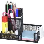 Organiseur de bureau en m�tal grillag� avec pot � stylo, range stylo bureau, porte crayon bureau, rangement ...