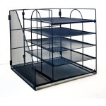 Organiseur de bureau tommoy01 � 5 niveaux avec classeur, plateaux et porte - documents, noir