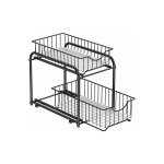 Songmics organiseur de cuisine, tagre sous vier, 2 paniers coulissants, empilable, pour rangement ...