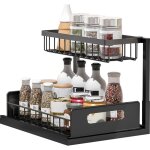 Organiseur de placard, 2 paniers, rangement cuisine et salle de bain, coulissant, hlp 36, 5x27x28, 5 ...