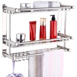 Organiseur de salle de bain en 2 étages, caddy de douche suspendu avec 2 supports de serviettes et 5 ... Organiseur de salle de bain en 2 étages, caddy de douche suspendu avec 2 supports de serviettes et 5 ...