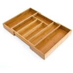Organiseur de tiroir, range - couverts extensible, en bambou, pour la cuisine, nature