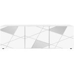 Oriana - meuble tv 3 portes finition blanc laqu� weiss avec s�rigraphies et miroirs