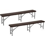 Orion91 - lot 2 bancs pliants traiteur effet rotin 180x30x43cm o91