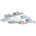 Ornement mural dcoratif poisson nautique mtal bleu 35x3x87 cm