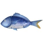 Ornement mural en m�tal bleu en forme de poisson - d�coration de jardin originale
