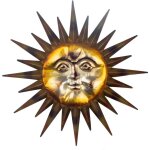 Ornement mural soleil m�tallique - applique murale d�corative pour jardin