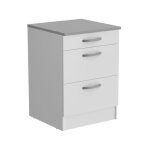 Oslo meuble bas 3 tiroirs + plan - décor blanc - l 60 x p 60 x h 86 cm Oslo meuble bas 3 tiroirs + plan - décor blanc - l 60 x p 60 x h 86 cm
