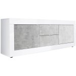Otello - meuble tv 2 portes 2 tiroirs finition blanc laqu� et aspect b�ton