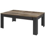 Otello - table basse rectangulaire noir mat plateau aspect bois antik