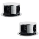Otio - lot de 2 blocs multiprises inox encastrables compact - bureau ou cuisine inox