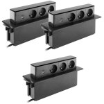 Otio - lot de 3 blocs multiprises encastrables 3x 16a 2p + t avec 2 ports usb - noir