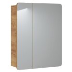 Otitec - armoire de salle de bain avec miroir murale - chne artisanal dor - l60 - h75 - p16 - arriba ...