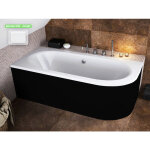Otitec - baignoire d'angle - avec tablier noir mat et repose tte offert avita 170x75 - gauche - noir ...