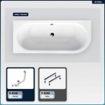 Otitec - baignoire asym�trique - 150 x 75 cm - droite - sans habillage - avec pieds - vidage chrome - ...