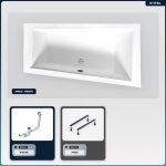 Otitec - baignoire asym�trique - 150 x 85 cm - droite - sans habillage - avec pieds - vidage chrome - ...