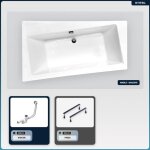 Otitec - baignoire asymtrique - 150 x 90 cm - gauche - sans habillage - avec pieds - vidage chrome - ...