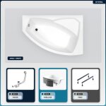 Otitec - baignoire asym�trique - 160 x 100 cm - droite - avec habillage - pieds - vidage chrome - rima ...