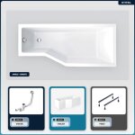 Otitec - baignoire asymétrique - 170 x 75 cm - droite - avec tablier - pieds - vidage chrome - integra ... Otitec - baignoire asymétrique - 170 x 75 cm - droite - avec tablier - pieds - vidage chrome - integra ...